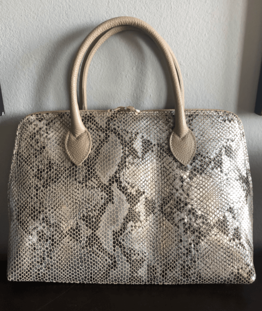 Italian Leather Handbag - Python Print - Roxanne Carne Personal Stylist