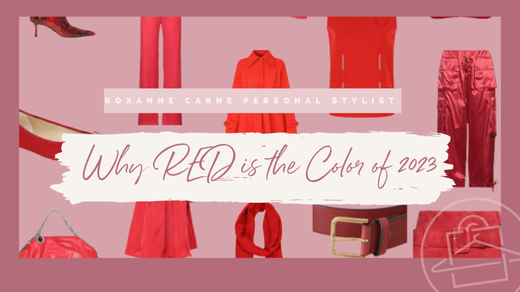 Blog header image with red clothing in the background with the title "Why Red is the Color of 2023."